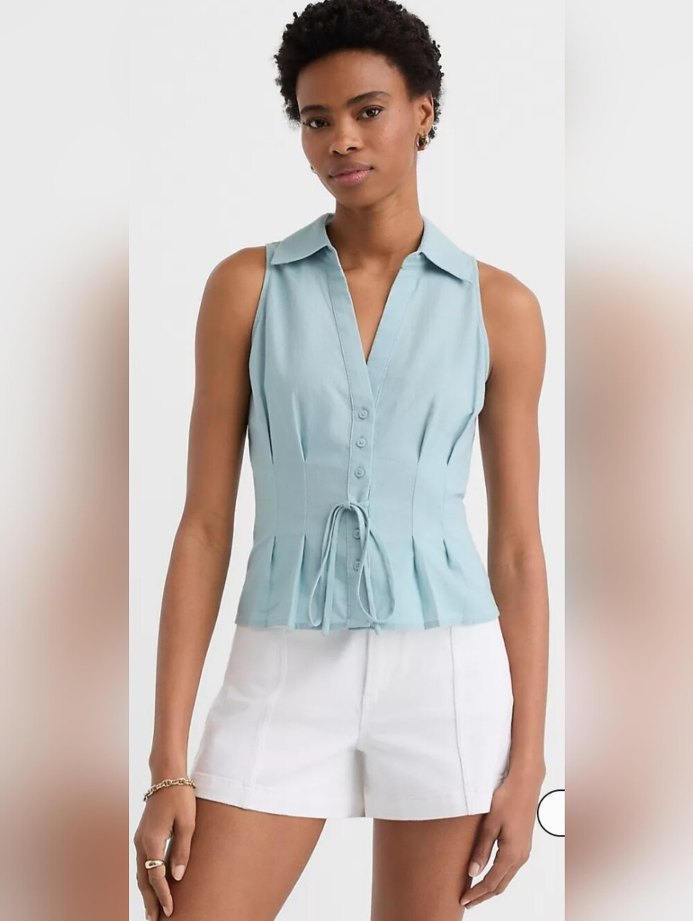 Loft SEALED! NWT! Pleated Linen Cotton Vest Top in Smokey Opal. Sz Md. R2S!